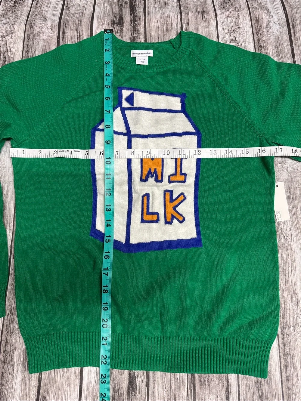 Boys Green Novelty Milk Cartoon Sweater